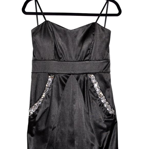 Black Jeweled Mini Dress with Pockets Junior's 7 - Picture 3 of 5